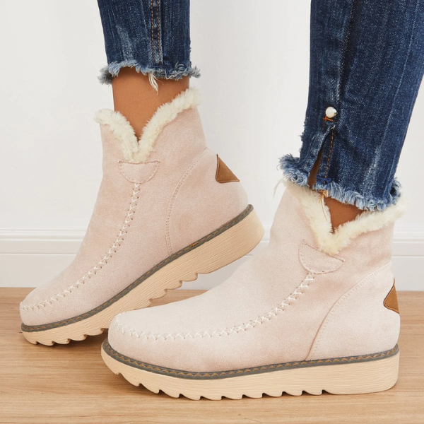 Damen Slip On Stiefeletten mit Plateau und markanten Nahtdetails für Winter 0