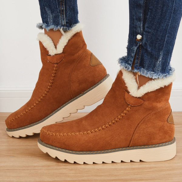 Damen Slip On Stiefeletten mit Plateau und markanten Nahtdetails für Winter 6