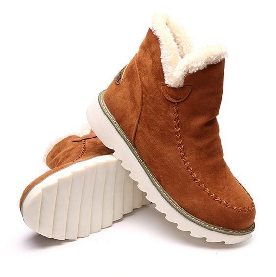 Damen Slip On Stiefeletten mit Plateau und markanten Nahtdetails für Winter 7