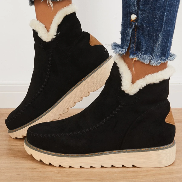 Damen Slip On Stiefeletten mit Plateau und markanten Nahtdetails für Winter 9