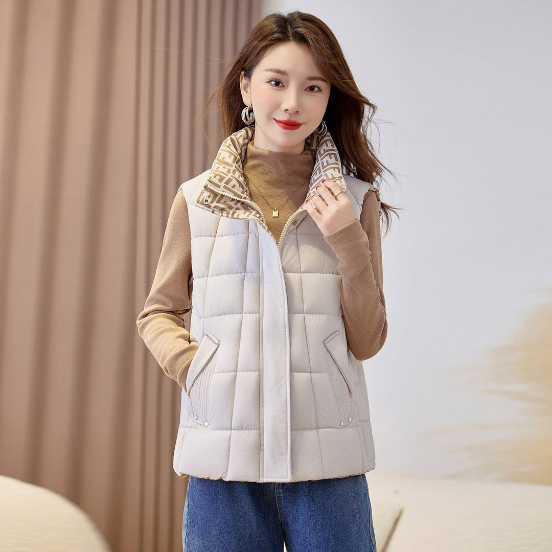 Damen Steppweste mit Stehkragen Ärmellos Outdoor Reißverschluss Weste für Herbst und Winter 0