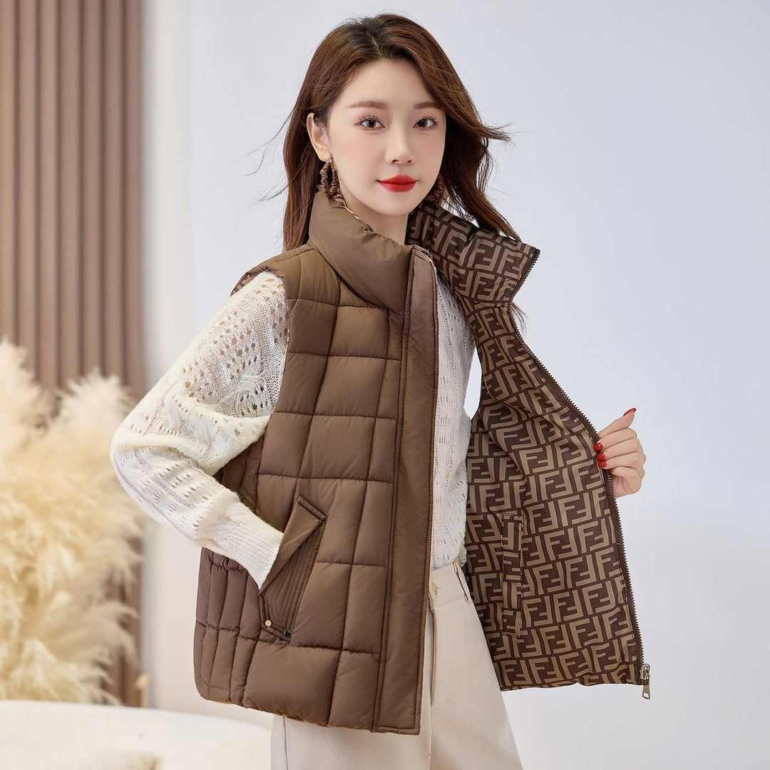Damen Steppweste mit Stehkragen Ärmellos Outdoor Reißverschluss Weste für Herbst und Winter 2
