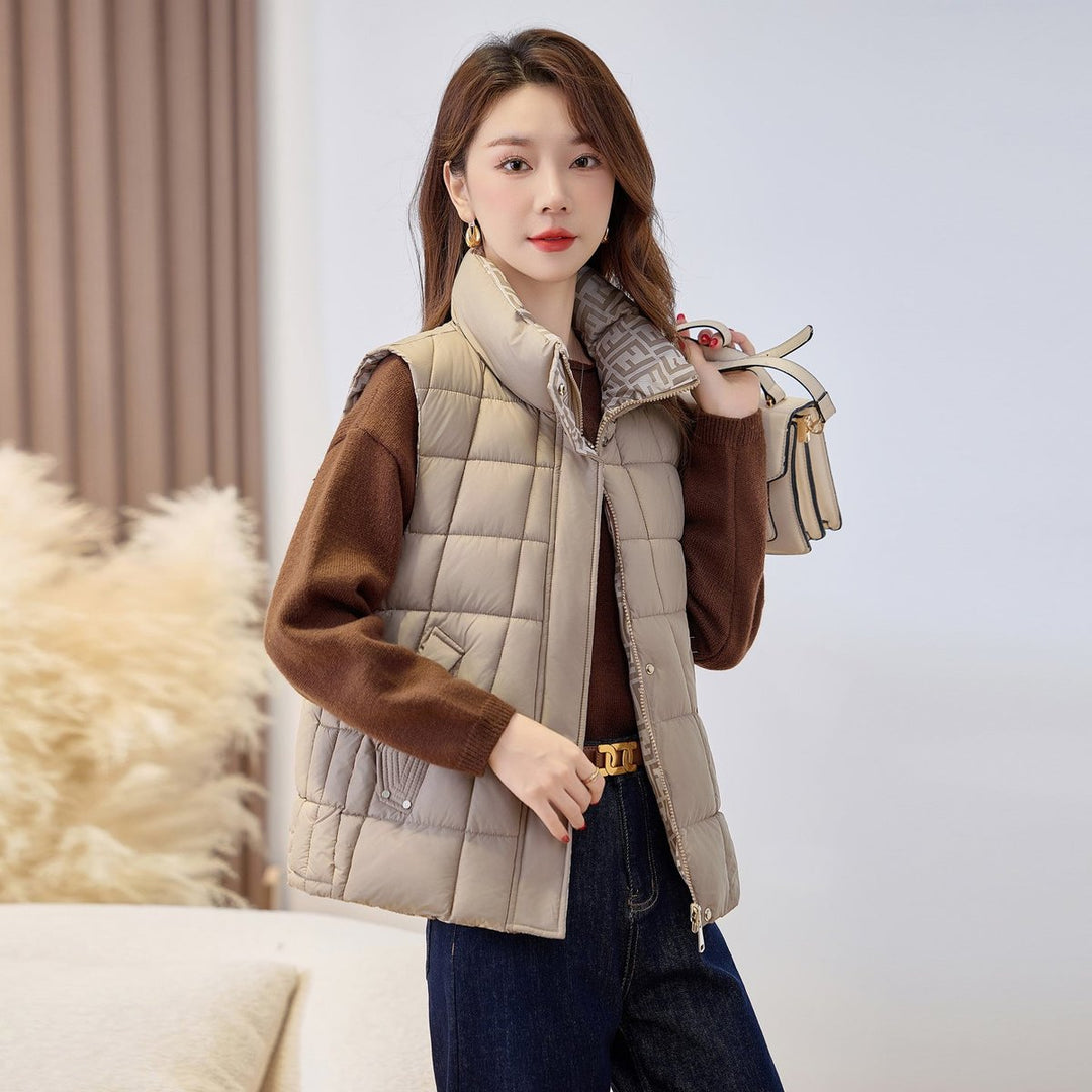 Damen Steppweste mit Stehkragen Ärmellos Outdoor Reißverschluss Weste für Herbst und Winter 6