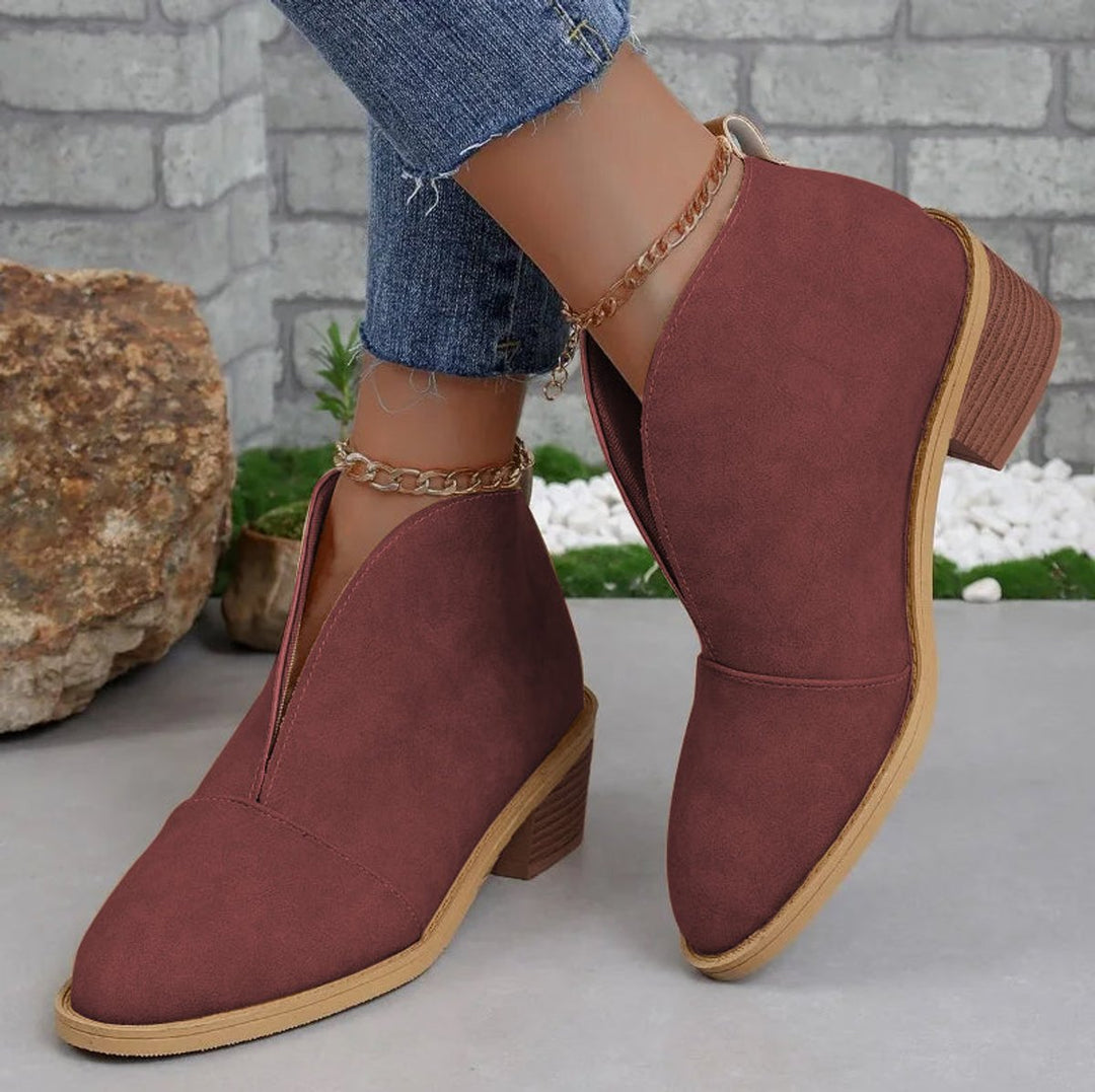 Damen Stiefeletten mit Orthopädischer Arch Support Spitzem Zehenbereich und Blockabsatz 3