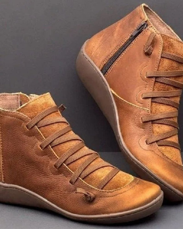 Damen Stiefeletten mit Schnürung und seitlichem Reißverschluss – Knöchelhoch, flache Sohle, vielseitig kombinierbar 2