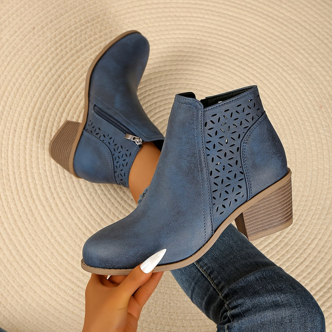 Damen Stiefeletten mit seitlichem Reißverschluss – Komfortable Slip-On Boots für Alltag und Herbst 0