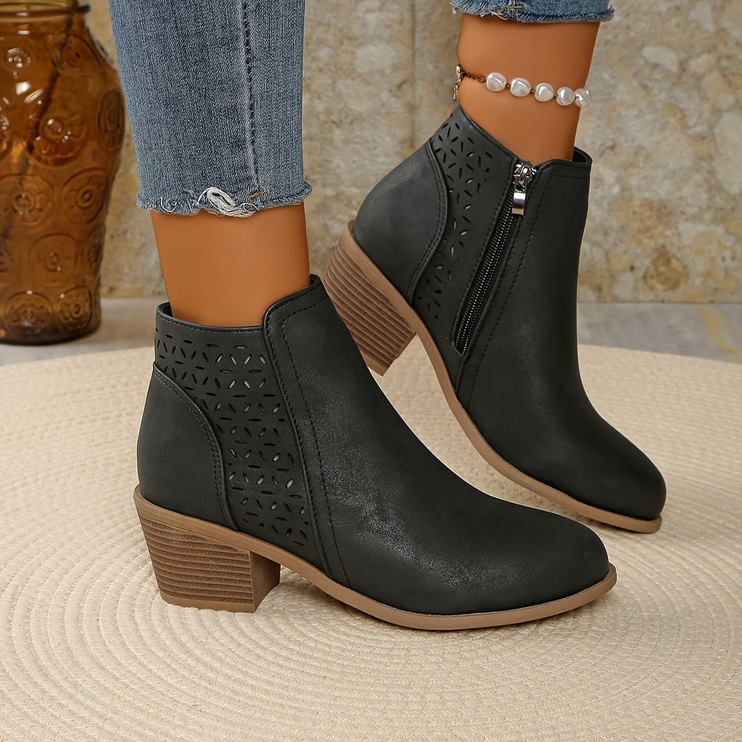 Damen Stiefeletten mit seitlichem Reißverschluss – Komfortable Slip-On Boots für Alltag und Herbst 1