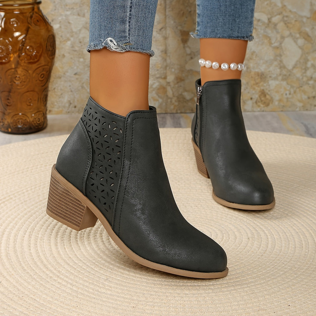 Damen Stiefeletten mit seitlichem Reißverschluss – Komfortable Slip-On Boots für Alltag und Herbst 7