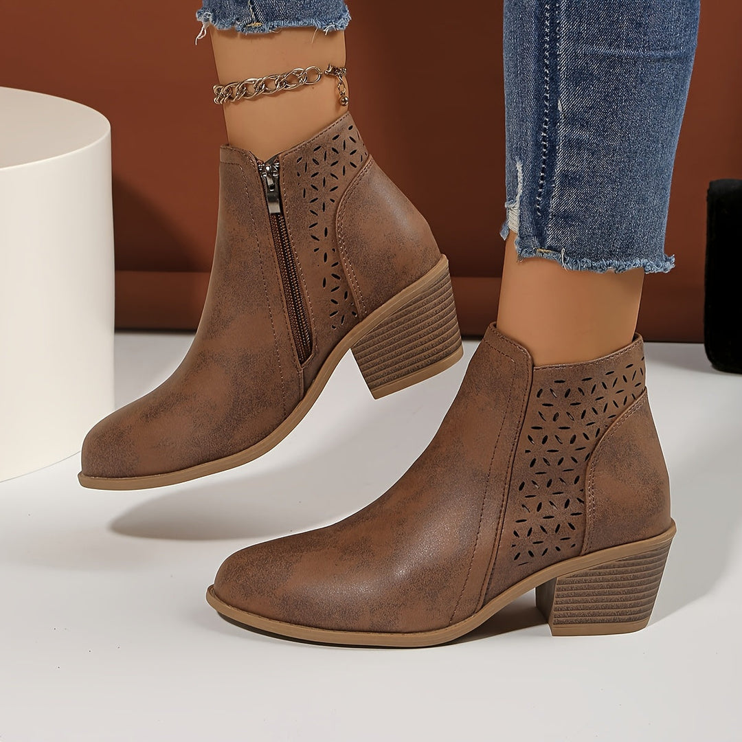 Damen Stiefeletten mit seitlichem Reißverschluss – Komfortable Slip-On Boots für Alltag und Herbst 9