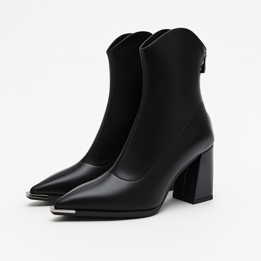 Damen Stiefeletten mit spitzer Kappe und Absatz – Elegante Frühlingsschuhe 0