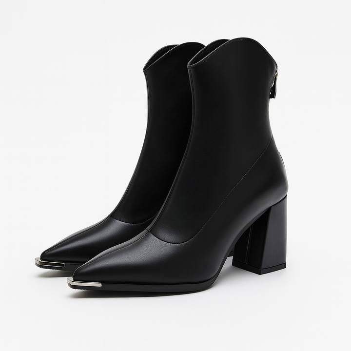 Damen Stiefeletten mit spitzer Kappe und Absatz – Elegante Frühlingsschuhe 0