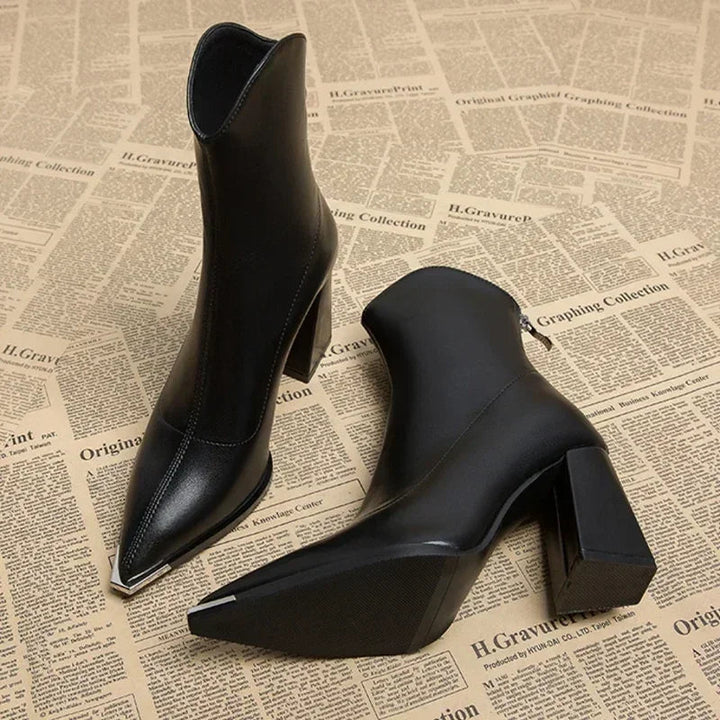 Damen Stiefeletten mit spitzer Kappe und Absatz – Elegante Frühlingsschuhe 4