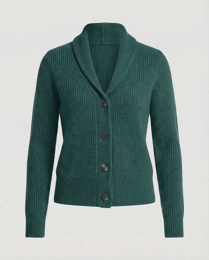 Damen Strick-Cardigan mit Revers-Kragen und Knopfleiste – Taillierter Langarm-Cardigan für Büro und Alltag 0