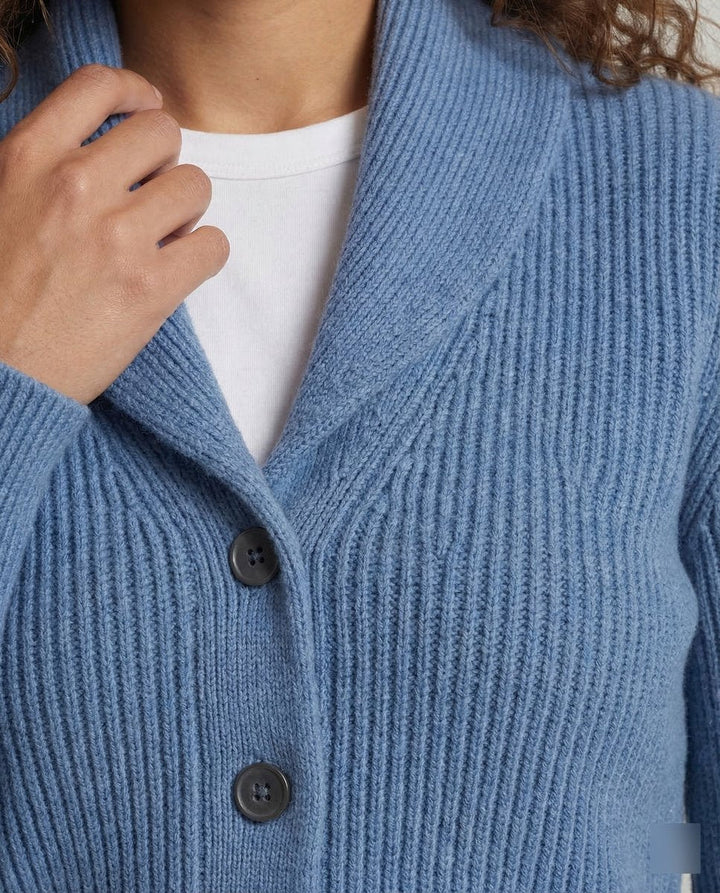 Damen Strick-Cardigan mit Revers-Kragen und Knopfleiste – Taillierter Langarm-Cardigan für Büro und Alltag 3