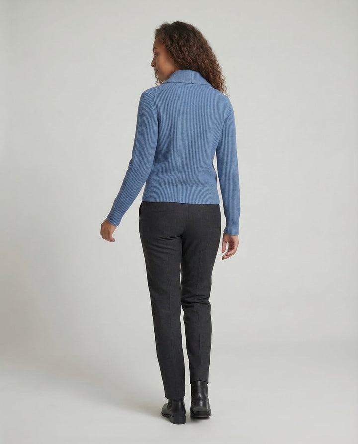 Damen Strick-Cardigan mit Revers-Kragen und Knopfleiste – Taillierter Langarm-Cardigan für Büro und Alltag 4