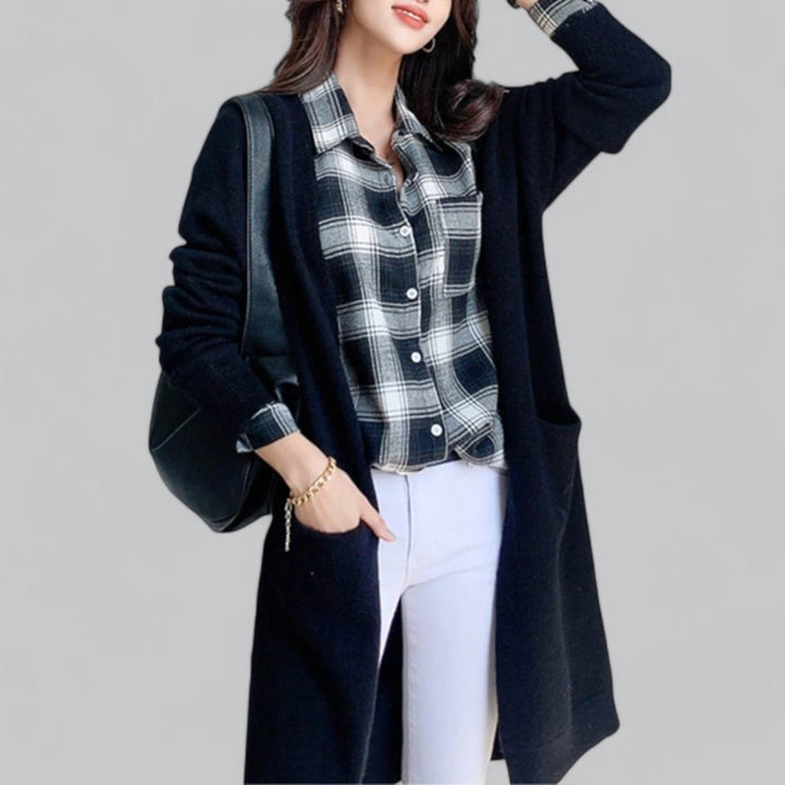 Damen Strick Cardigan - Langer Oversized Cardigan mit Offener Vorderseite für Komfort und Stil 2