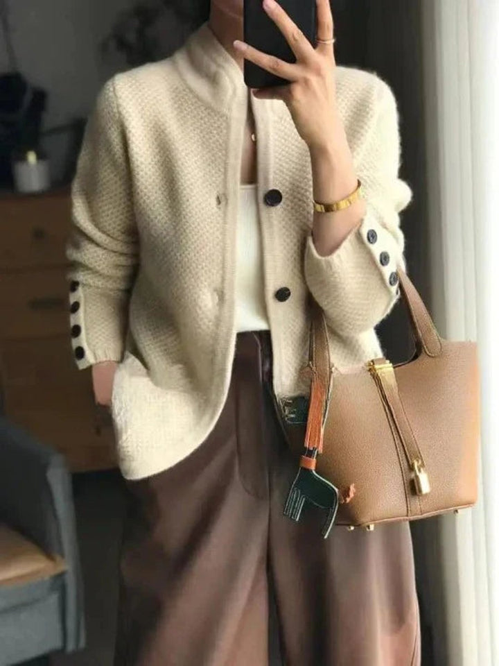 Damen Strickjacke Cardigan mit Knopfleiste Klassisch Weich und Vielseitig 0