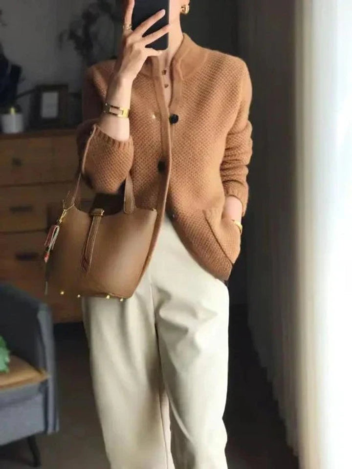Damen Strickjacke Cardigan mit Knopfleiste Klassisch Weich und Vielseitig 2