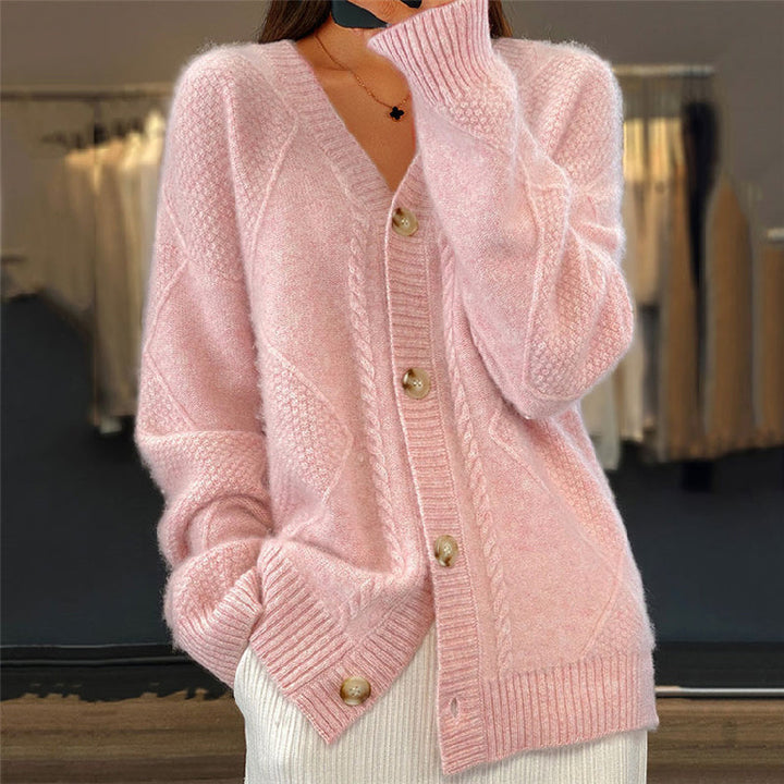 Damen Strickjacke Langarm Gemütlich Lässig Warm für Alltag und Freizeit 0