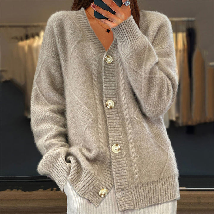Damen Strickjacke Langarm Gemütlich Lässig Warm für Alltag und Freizeit 1