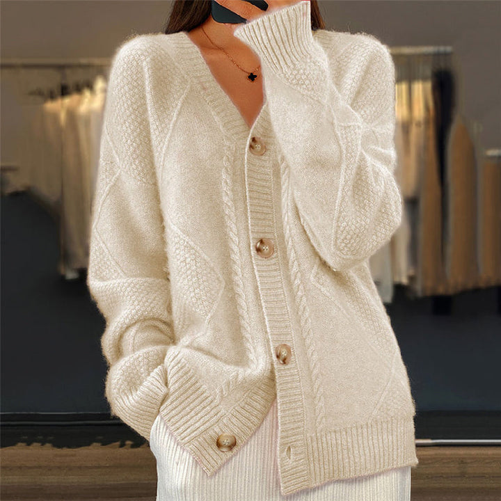 Damen Strickjacke Langarm Gemütlich Lässig Warm für Alltag und Freizeit 2