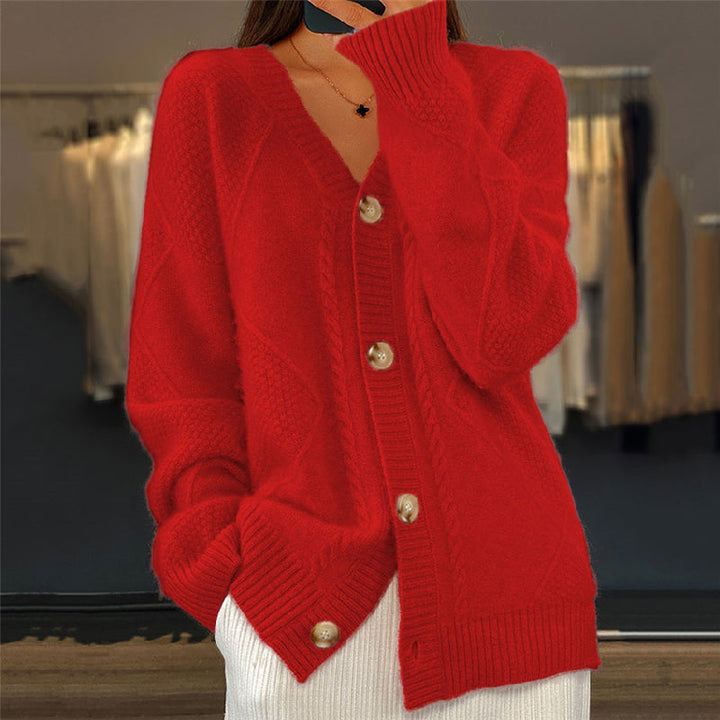 Damen Strickjacke Langarm Gemütlich Lässig Warm für Alltag und Freizeit 3