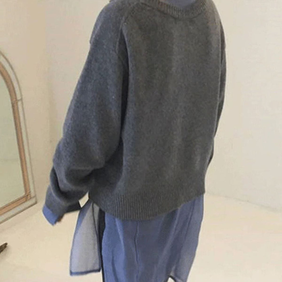Damen Strickjacke Oversized Cardigan mit asymmetrischer Knopfleiste für Herbst und Winter 3