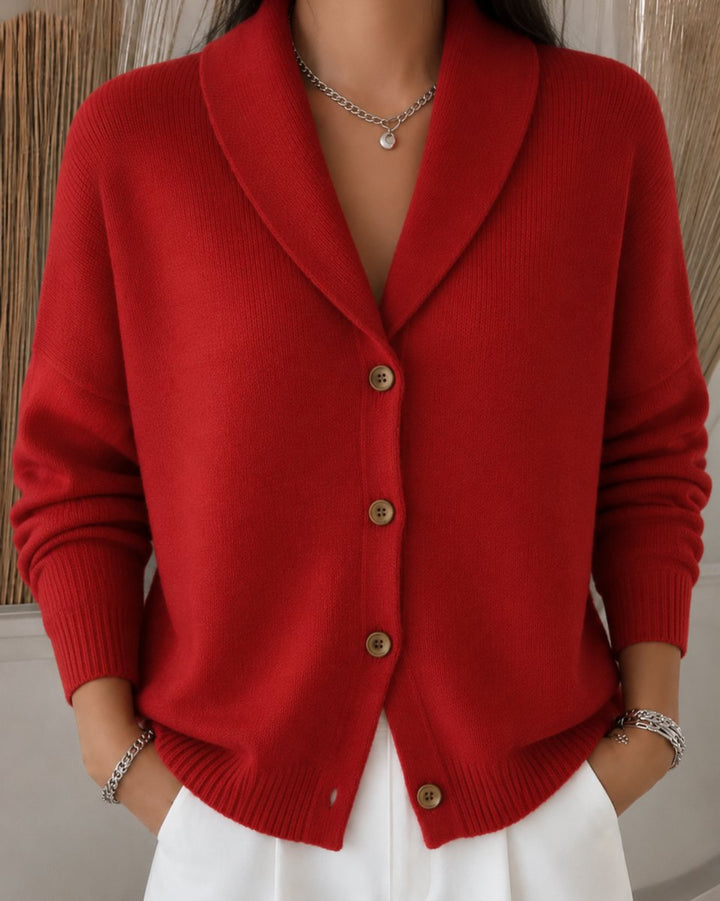 Damen Strickjacke mit Hemdkragen und Knopfleiste Relaxed Fit für Alltag und Büro 2