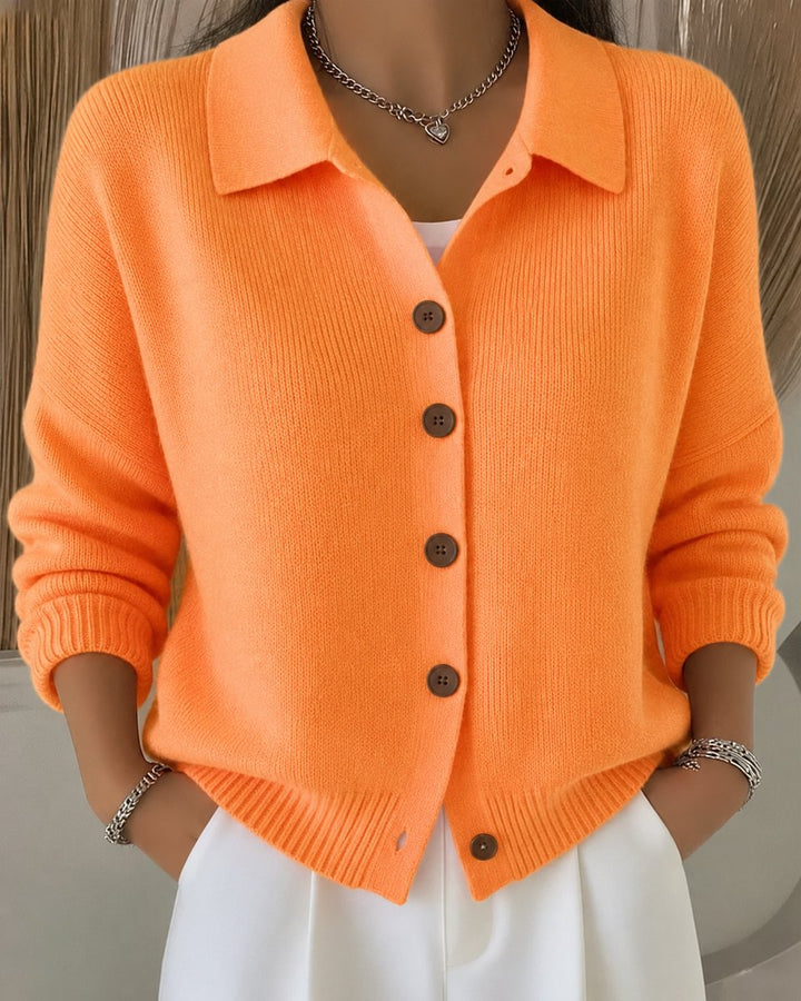 Damen Strickjacke mit Hemdkragen und Knopfleiste Relaxed Fit für Alltag und Büro 4