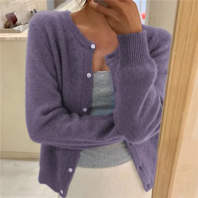 Damen Strickjacke mit Rundhalsausschnitt und langen Ärmeln – Elegante Alltagsjacke 3