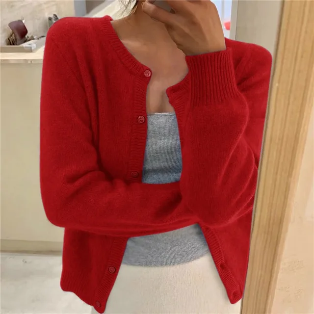 Damen Strickjacke mit Rundhalsausschnitt und langen Ärmeln – Elegante Alltagsjacke 7