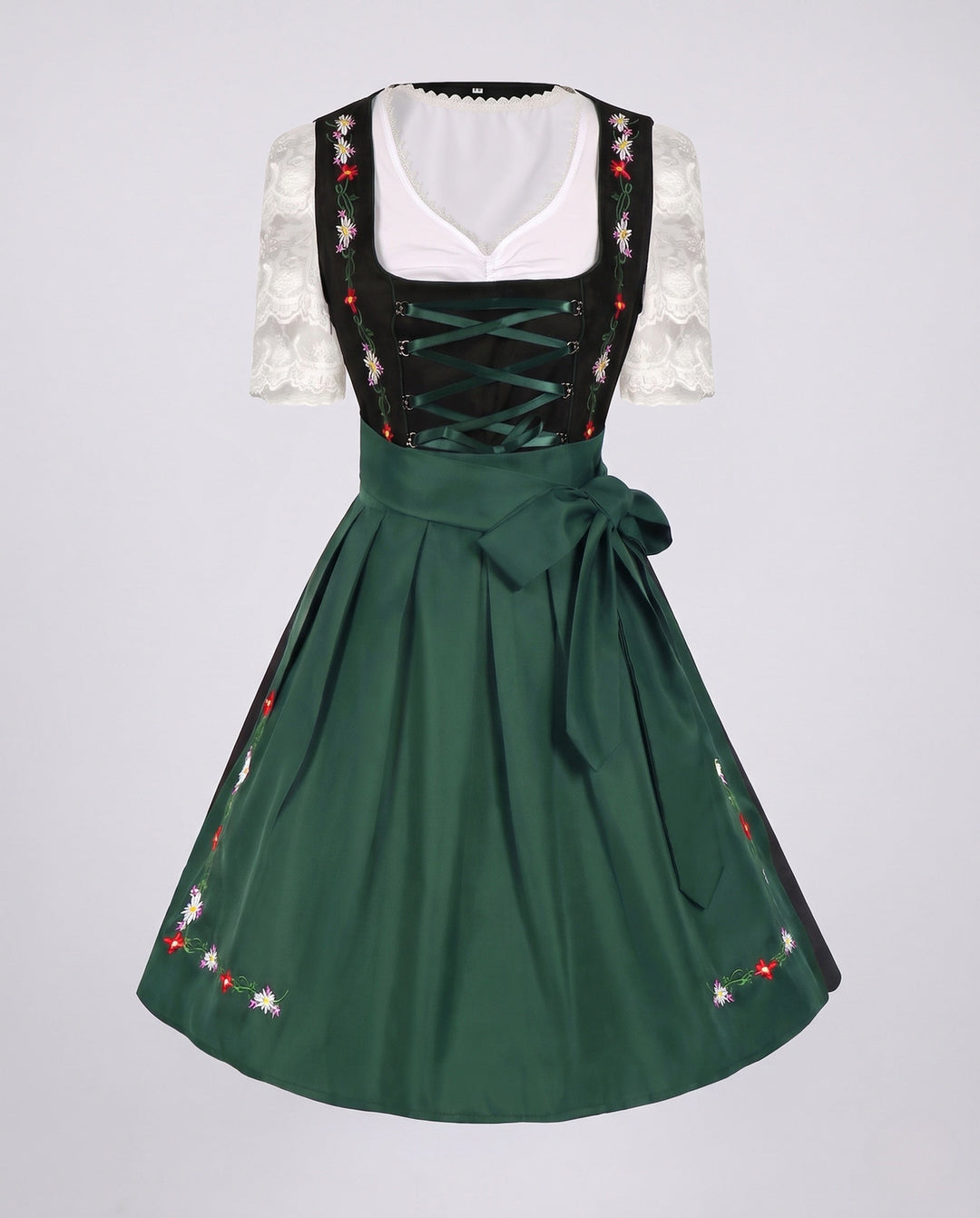 Damen Trachtenkleid mit elegantem Spitzenoberteil und dekorativer Taillenschließe für festliche Anlässe 11