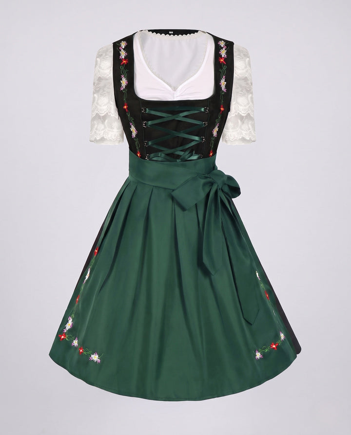 Damen Trachtenkleid mit elegantem Spitzenoberteil und dekorativer Taillenschließe für festliche Anlässe 11