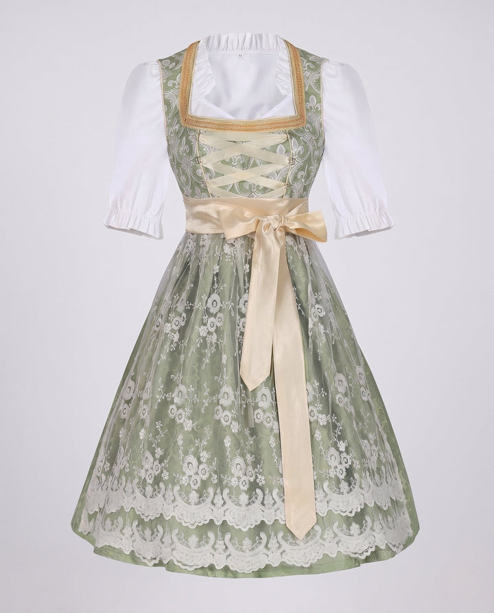 Damen Trachtenkleid mit elegantem Spitzenoberteil und dekorativer Taillenschließe für festliche Anlässe 13