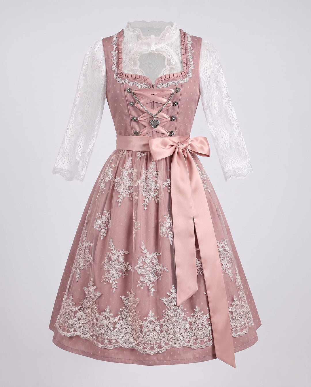 Damen Trachtenkleid mit elegantem Spitzenoberteil und dekorativer Taillenschließe für festliche Anlässe 15