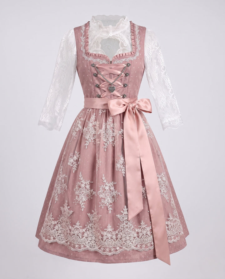 Damen Trachtenkleid mit elegantem Spitzenoberteil und dekorativer Taillenschließe für festliche Anlässe 15