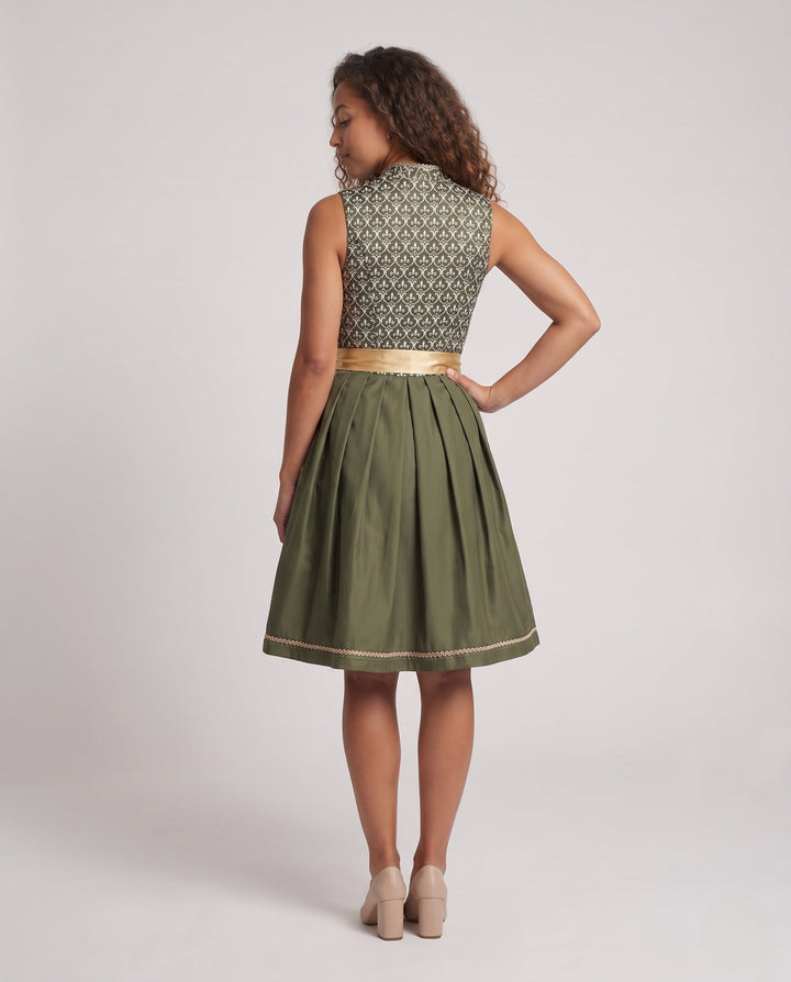 Damen Trachtenkleid mit elegantem Spitzenoberteil und dekorativer Taillenschließe für festliche Anlässe 4