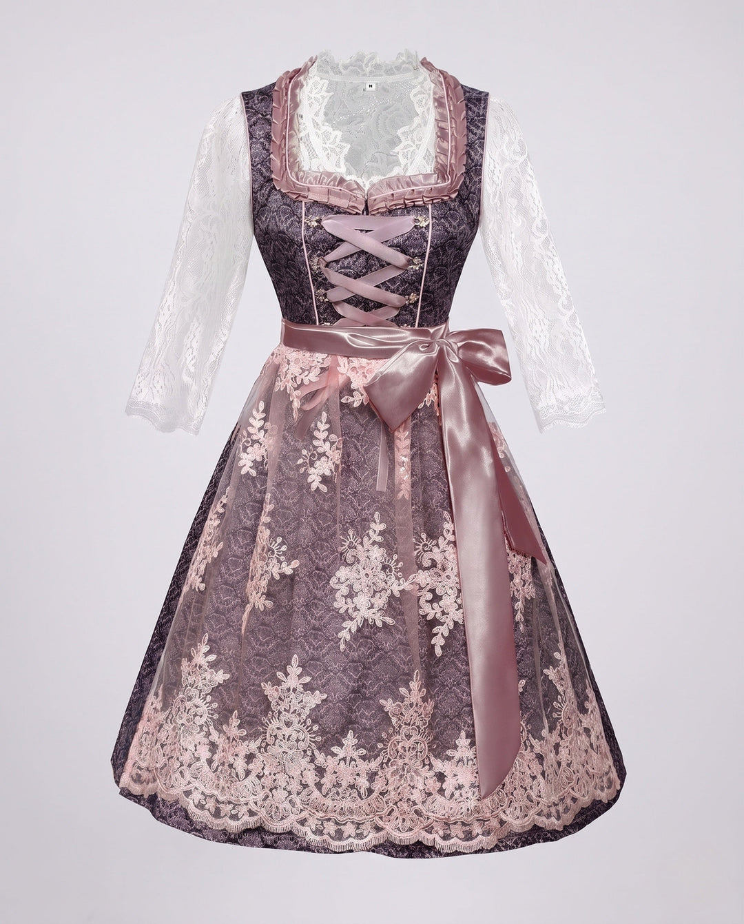 Damen Trachtenkleid mit elegantem Spitzenoberteil und dekorativer Taillenschließe für festliche Anlässe 6