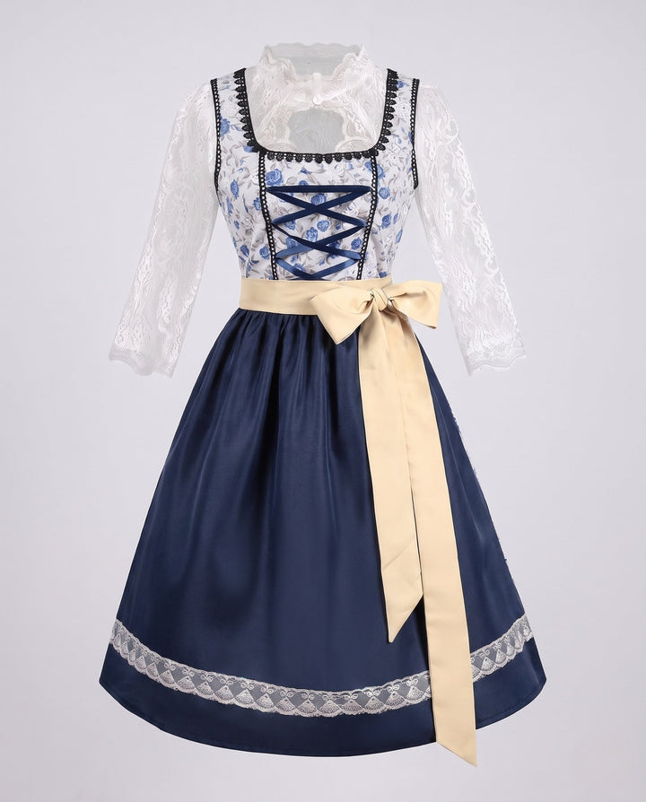 Damen Trachtenkleid mit elegantem Spitzenoberteil und dekorativer Taillenschließe für festliche Anlässe 7