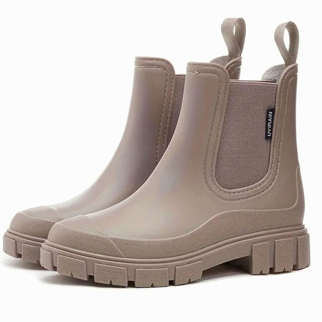 Damen Wasserdichte Orthopädische Chelsea Stiefel mit Arch Support und Blockabsatz 0