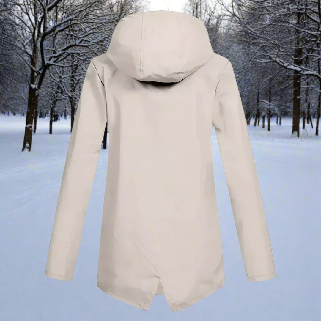 Damen Wasserdichte Regenjacke mit Kapuze und Reißverschluss, Outdoorjacke mit Taschen 2