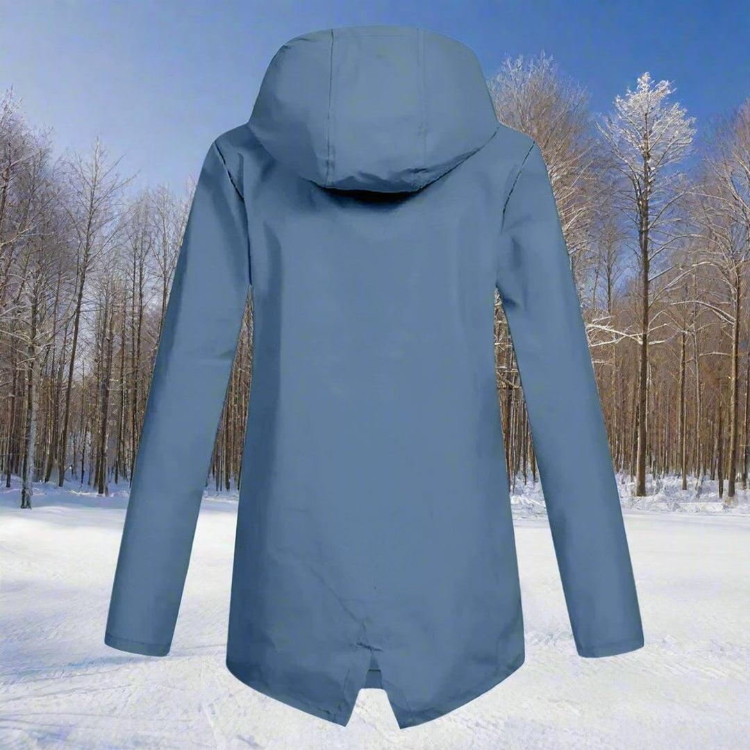 Damen Wasserdichte Regenjacke mit Kapuze und Reißverschluss, Outdoorjacke mit Taschen 4