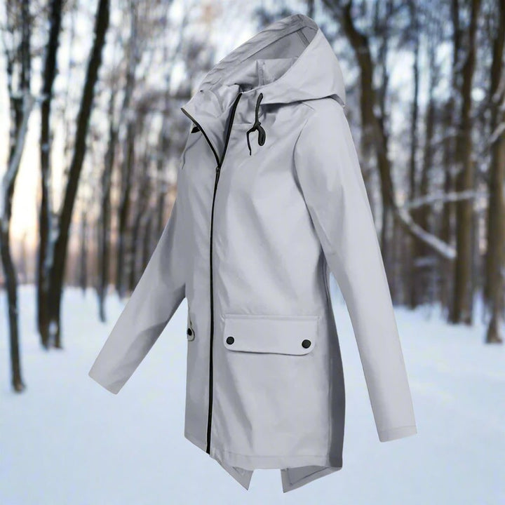 Damen Wasserdichte Regenjacke mit Kapuze und Reißverschluss, Outdoorjacke mit Taschen 7