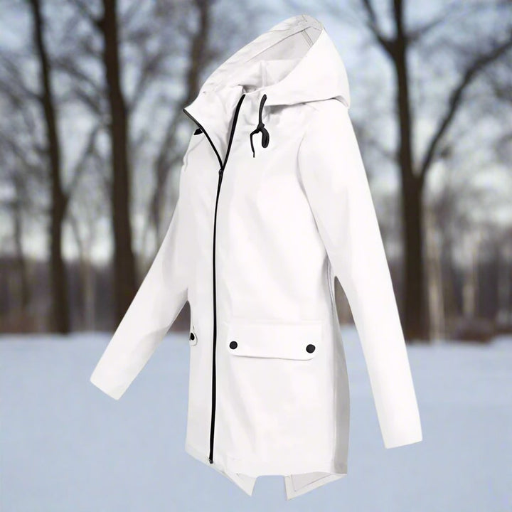 Damen Wasserdichte Regenjacke mit Kapuze und Reißverschluss, Outdoorjacke mit Taschen 9