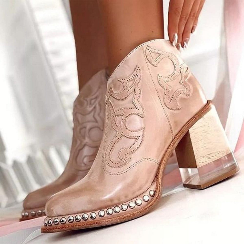 Damen Western Stiefeletten mit Orthopedic Arch Support und Blockabsatz für Komfort 0