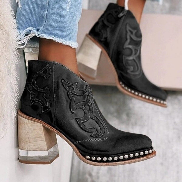 Damen Western Stiefeletten mit Orthopedic Arch Support und Blockabsatz für Komfort 1