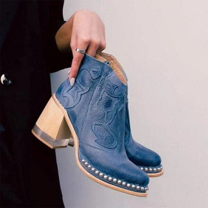 Damen Western Stiefeletten mit Orthopedic Arch Support und Blockabsatz für Komfort 3
