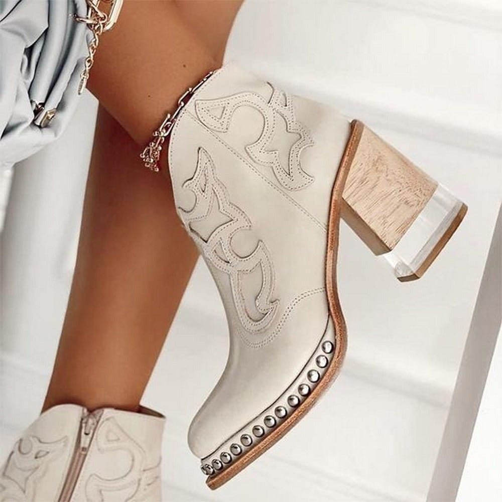 Damen Western Stiefeletten mit Orthopedic Arch Support und Blockabsatz für Komfort 4