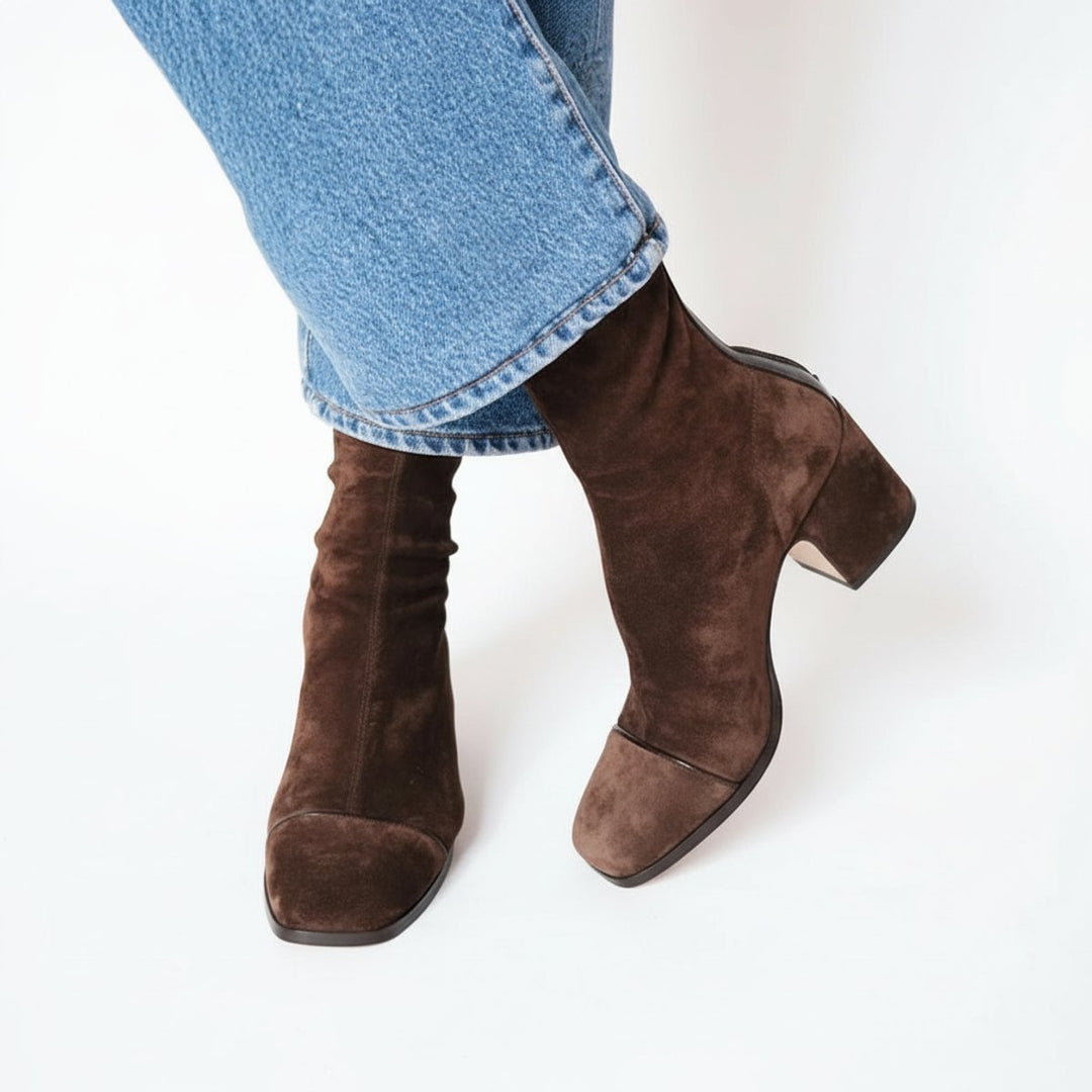 Damen Wildleder Ankle Boots mit Orthopädischer Arch Support und Blockabsatz 0