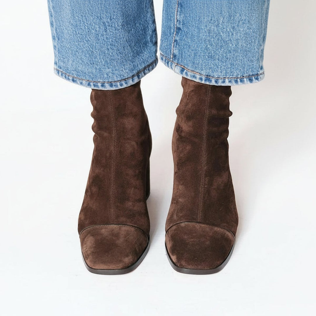 Damen Wildleder Ankle Boots mit Orthopädischer Arch Support und Blockabsatz 1